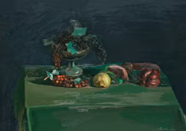 Dark still life with fruits, 2004